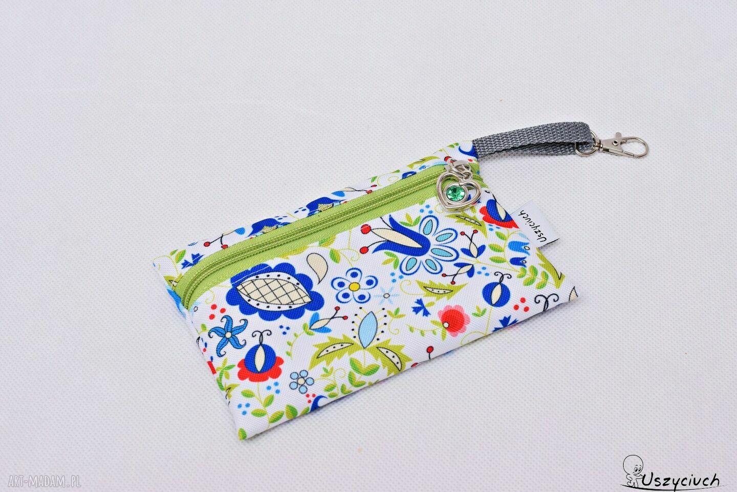 Wodoodporna saszetka na klucze i telefon do torebki - kaszubski folk (handmade)