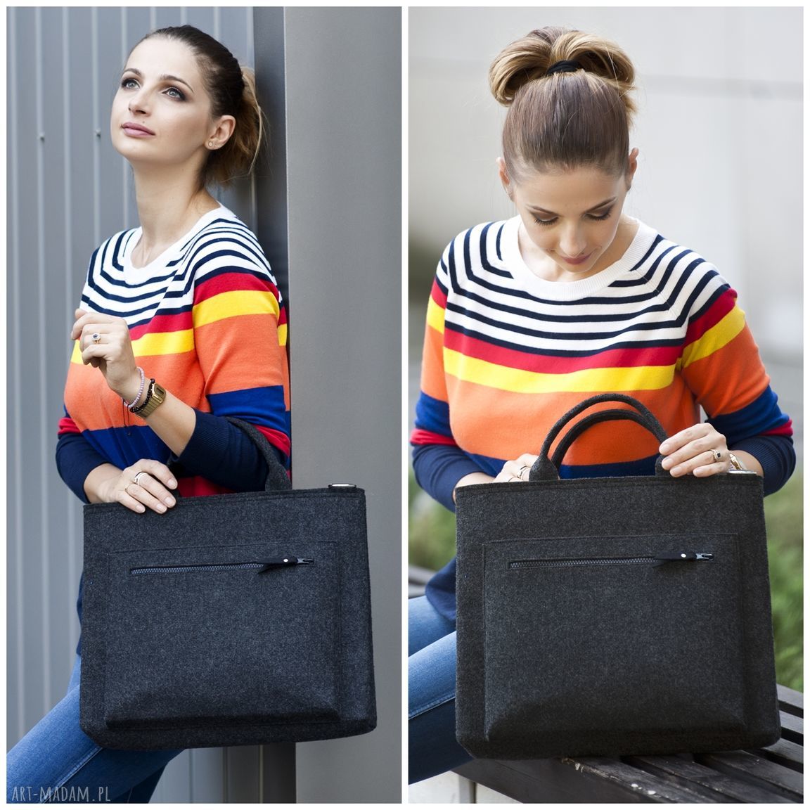 Torba laptopa filcu laptopówka grafitowa laptop filc grafit
