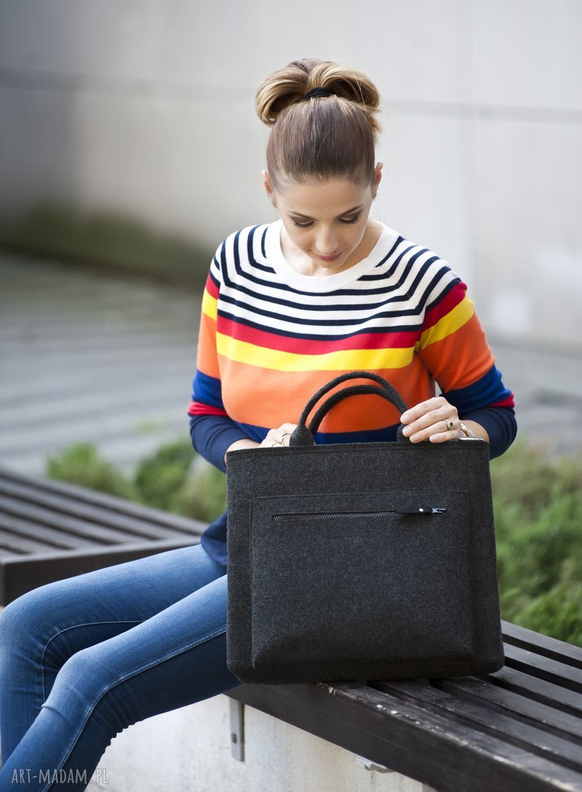 Torba na laptopa, torba z filcu, laptopówka, grafitowa Autorskie
