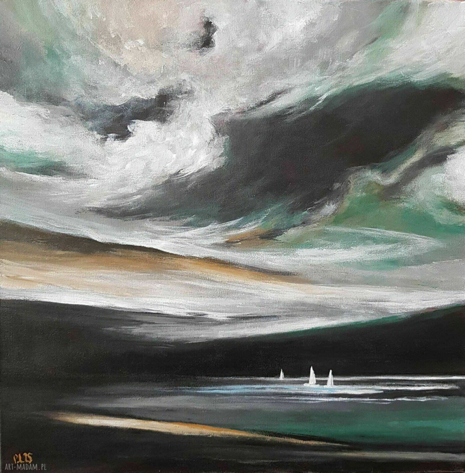 Obraz akrylowy "Na morzu" 40x40 cm - ręcznie malowana dekoracja do Twojego wnętrza