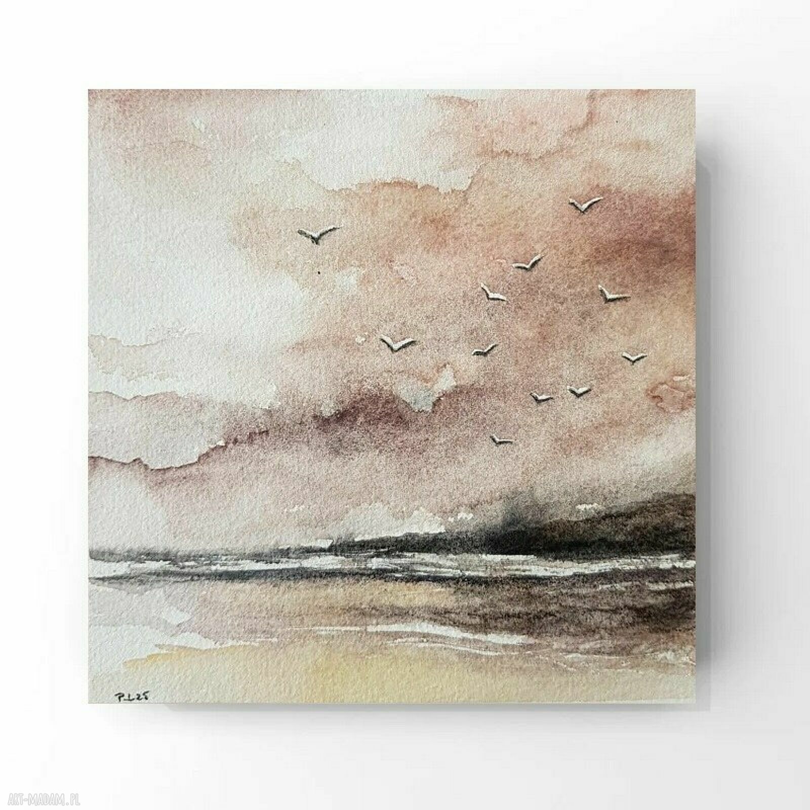 Akwarela „Na Morzu” 15x15 cm - sygnowana praca Pauliny Lebidy