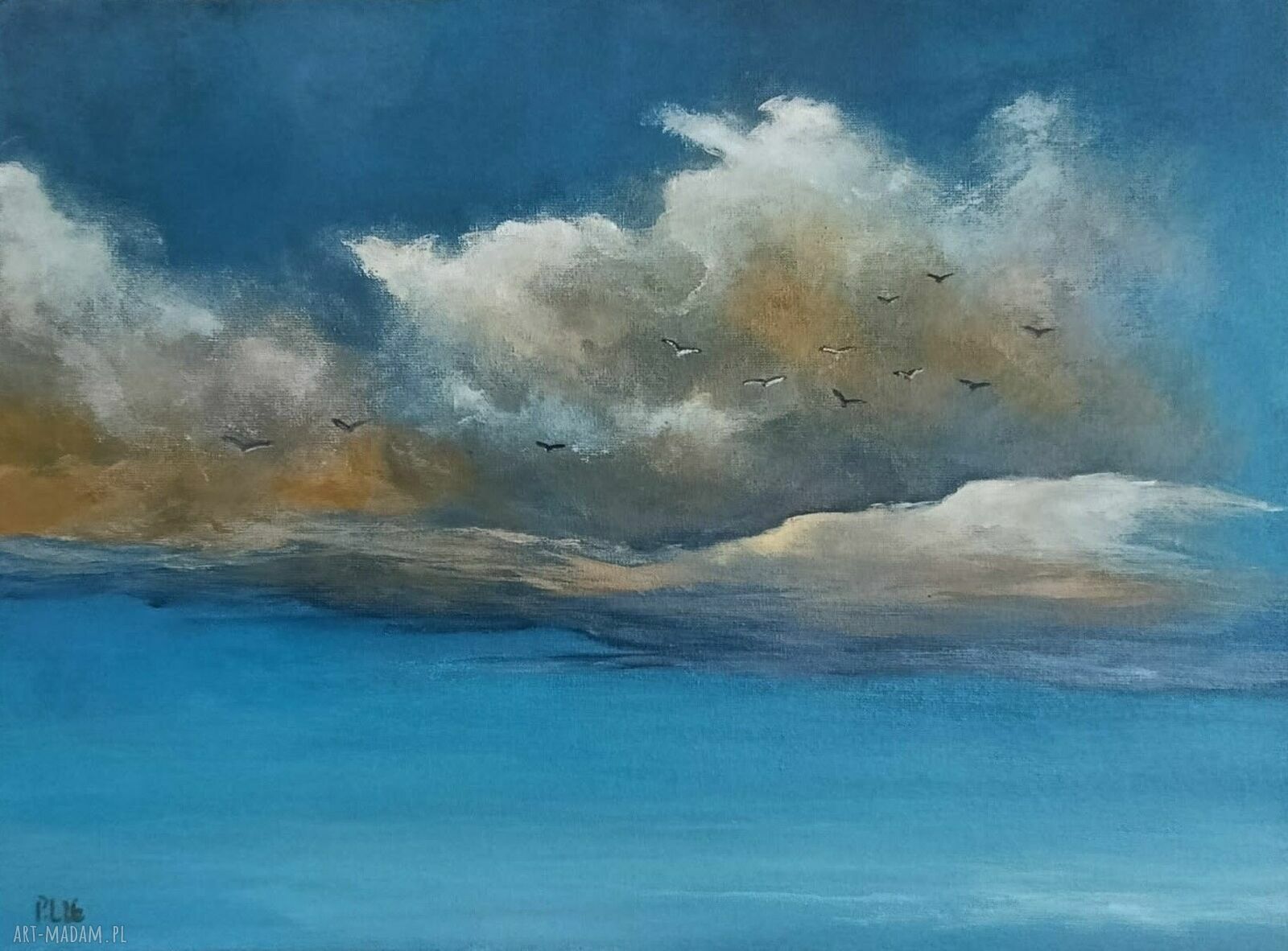 Obraz akrylowy Na Niebie 30 x 40 cm z chmurami i ptakami