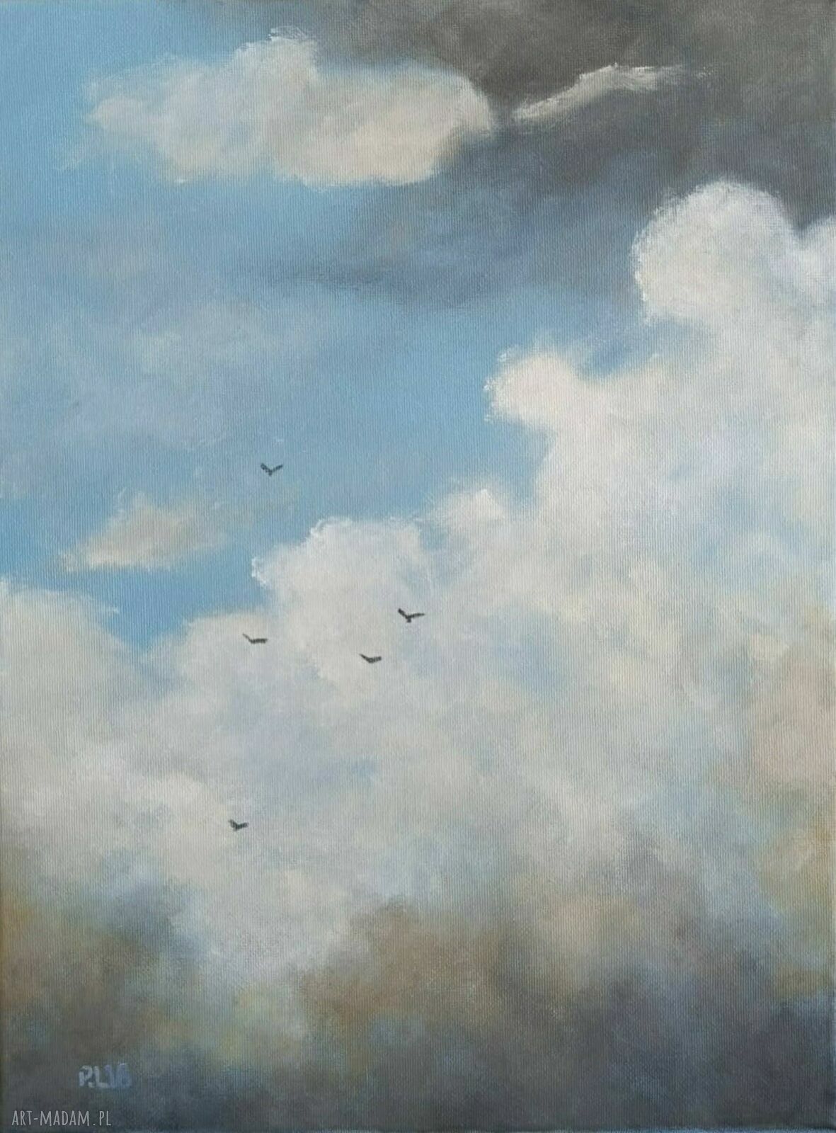 Na niebie - oryginalny obraz akrylowy na płótnie 40x30 cm