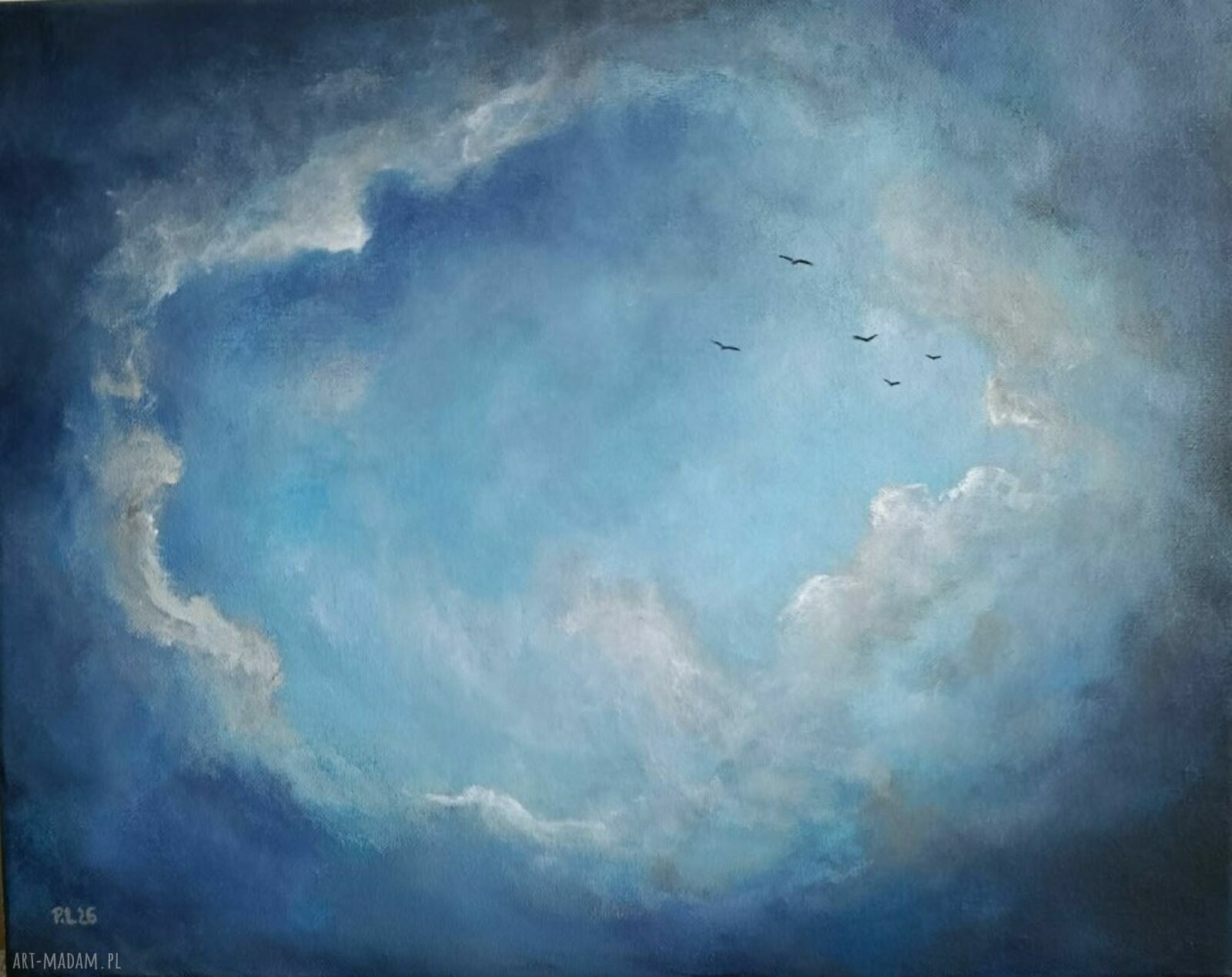 Na niebie - ręcznie malowany obraz akrylowy 40x50 cm