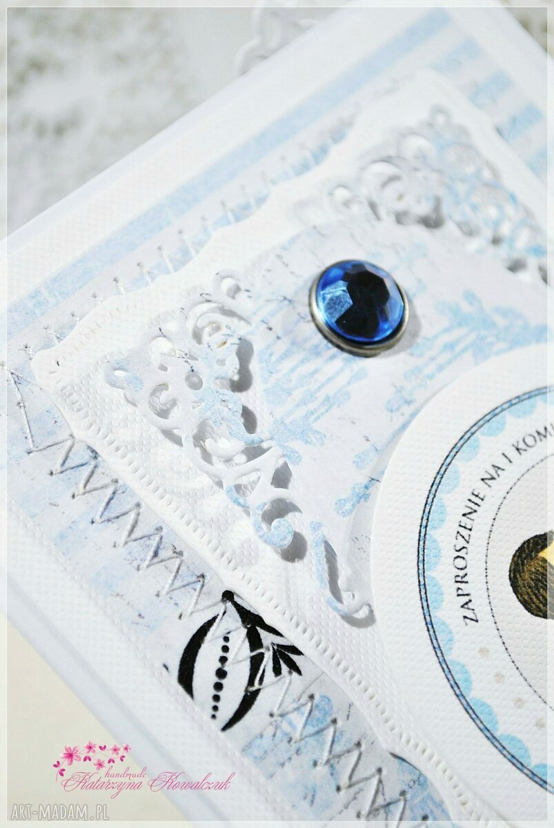Zaproszenie na Pierwszą Komunię Świętą - handmade scrapbook 10 x 15 cm