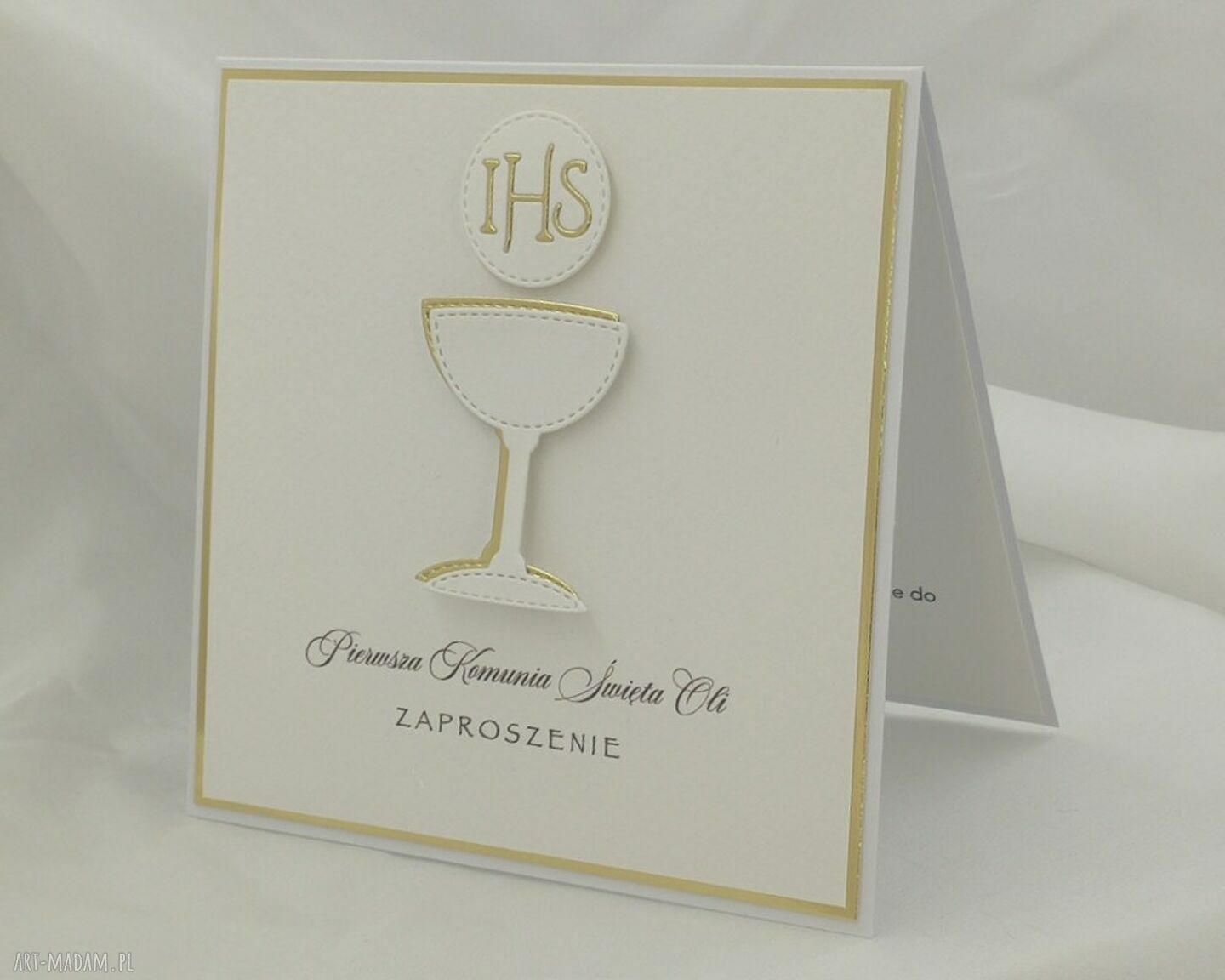 Zaproszenia na Pierwszą Komunię Lina Gold, wzór 6 - personalizowane