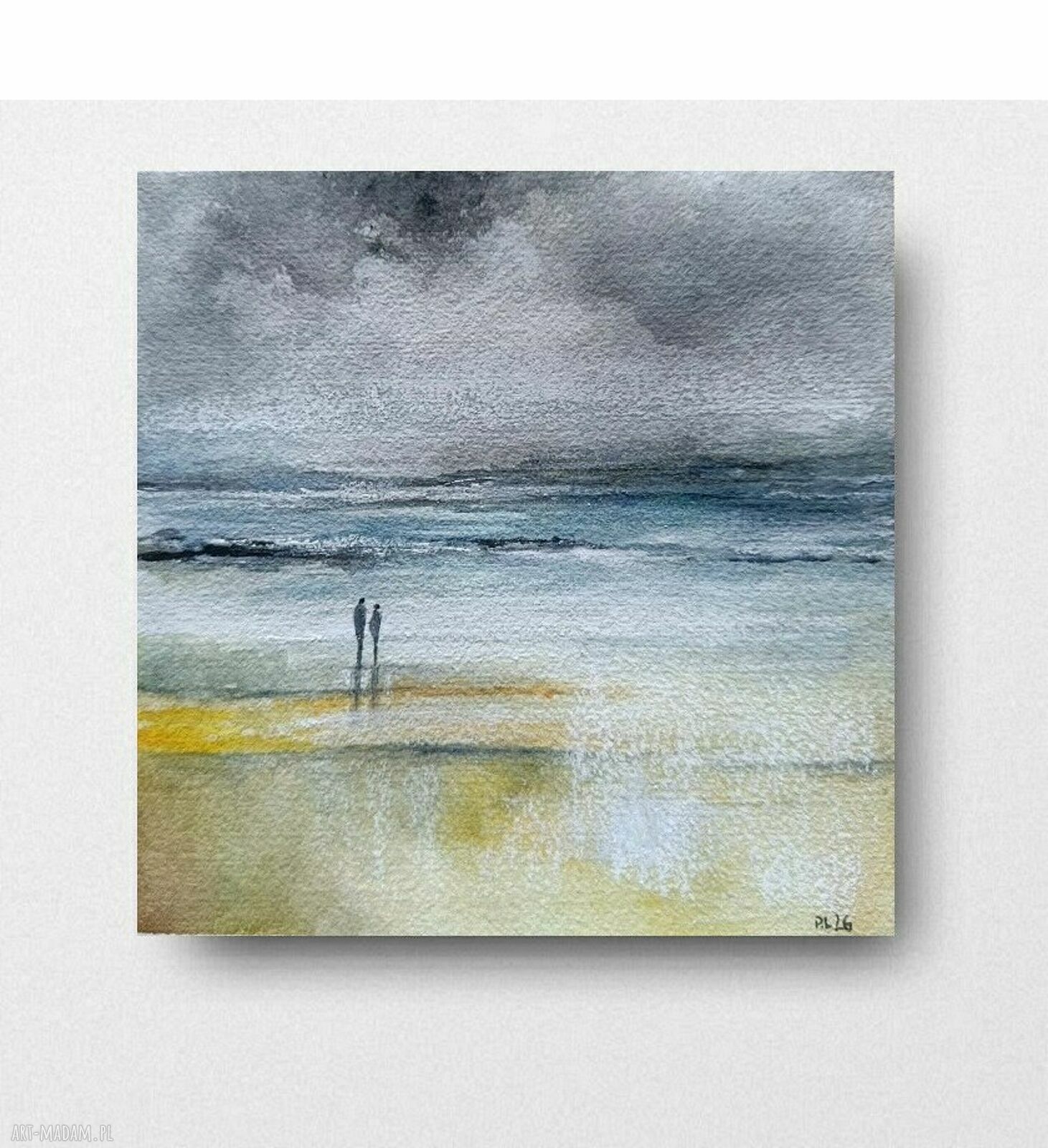 Akwarela „Na plaży” 20x20 cm