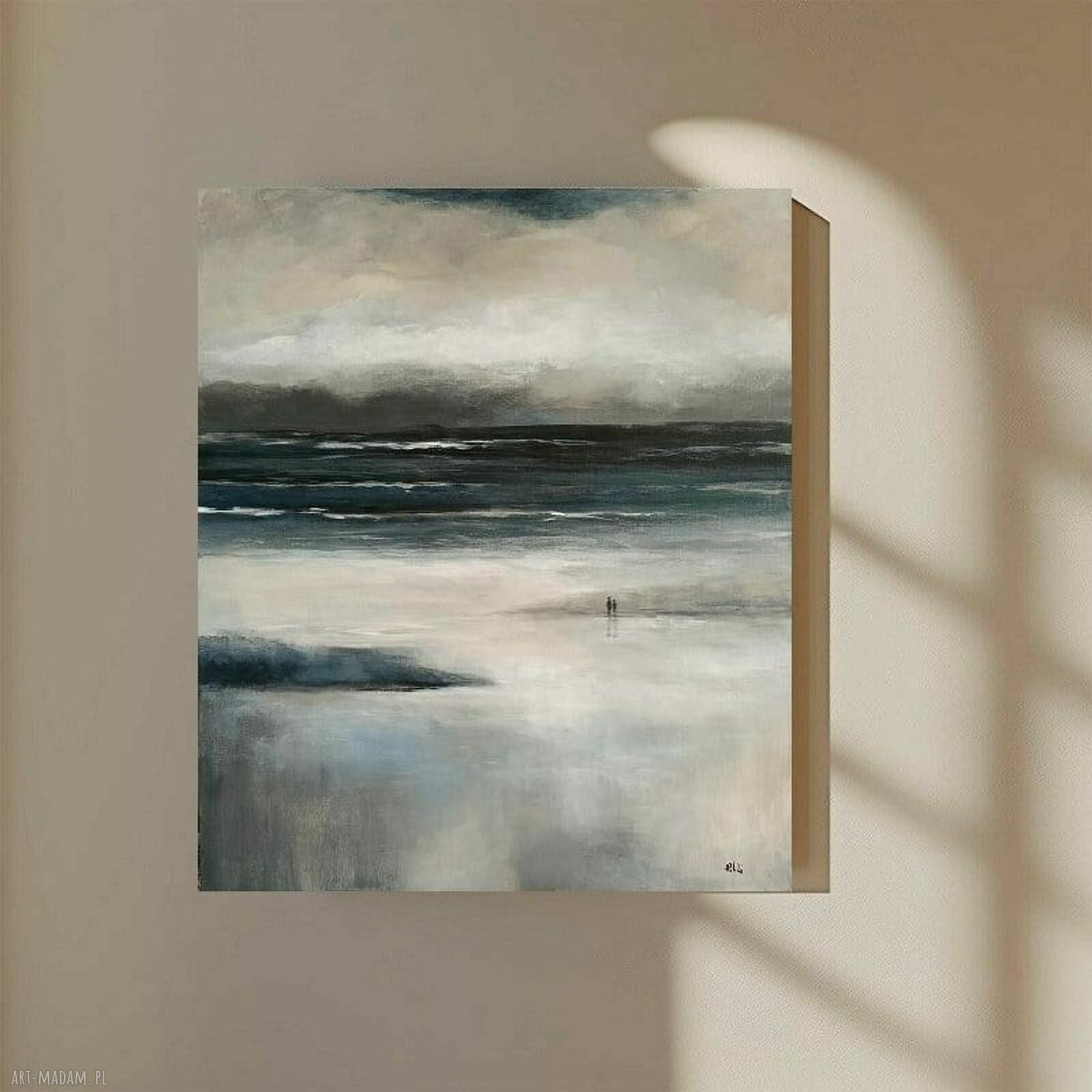 Na plaży - ręcznie malowany obraz akrylowy 60 x 50 cm