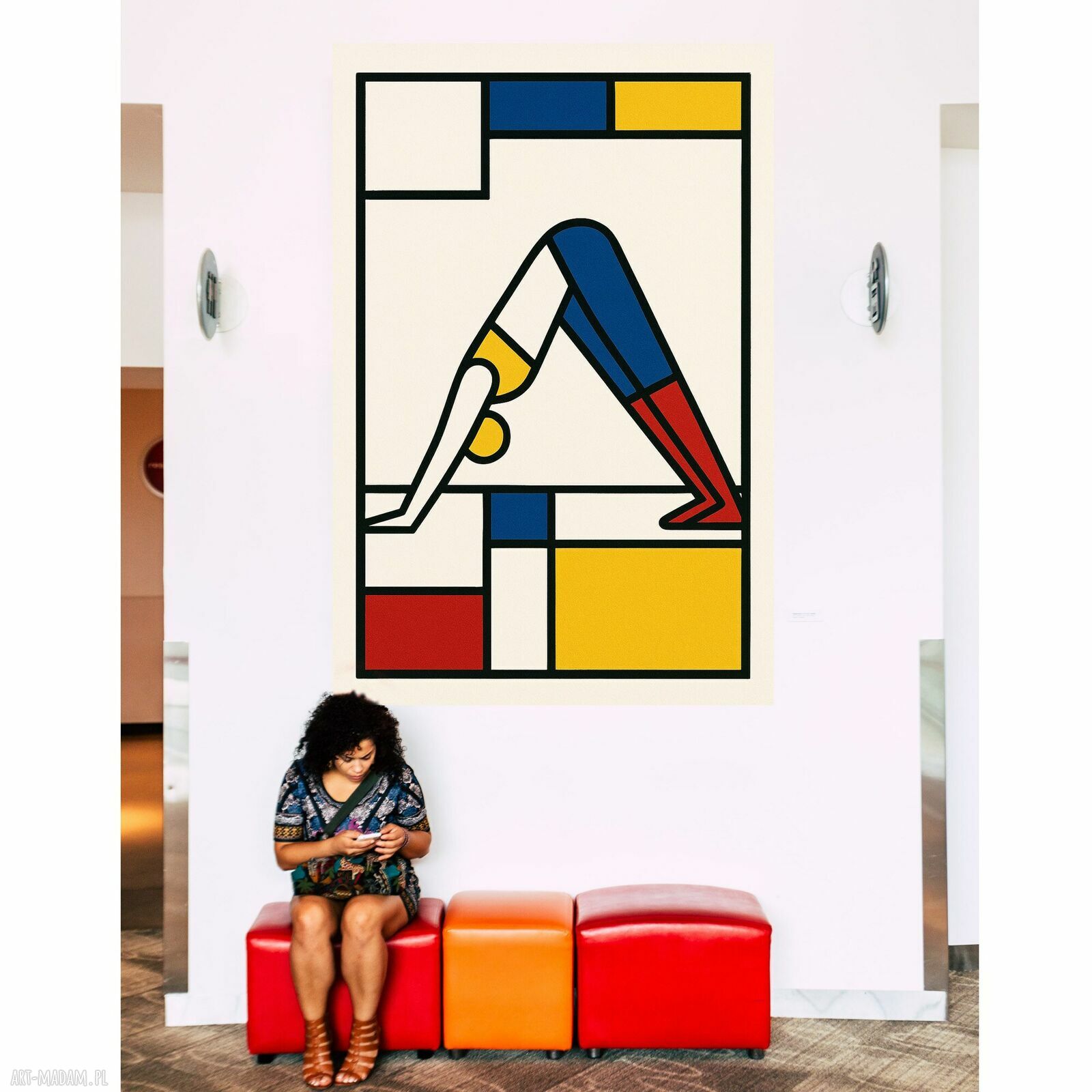 Grafika na płótnie „Pies z głową w dół” de Stijl - 50x70 cm