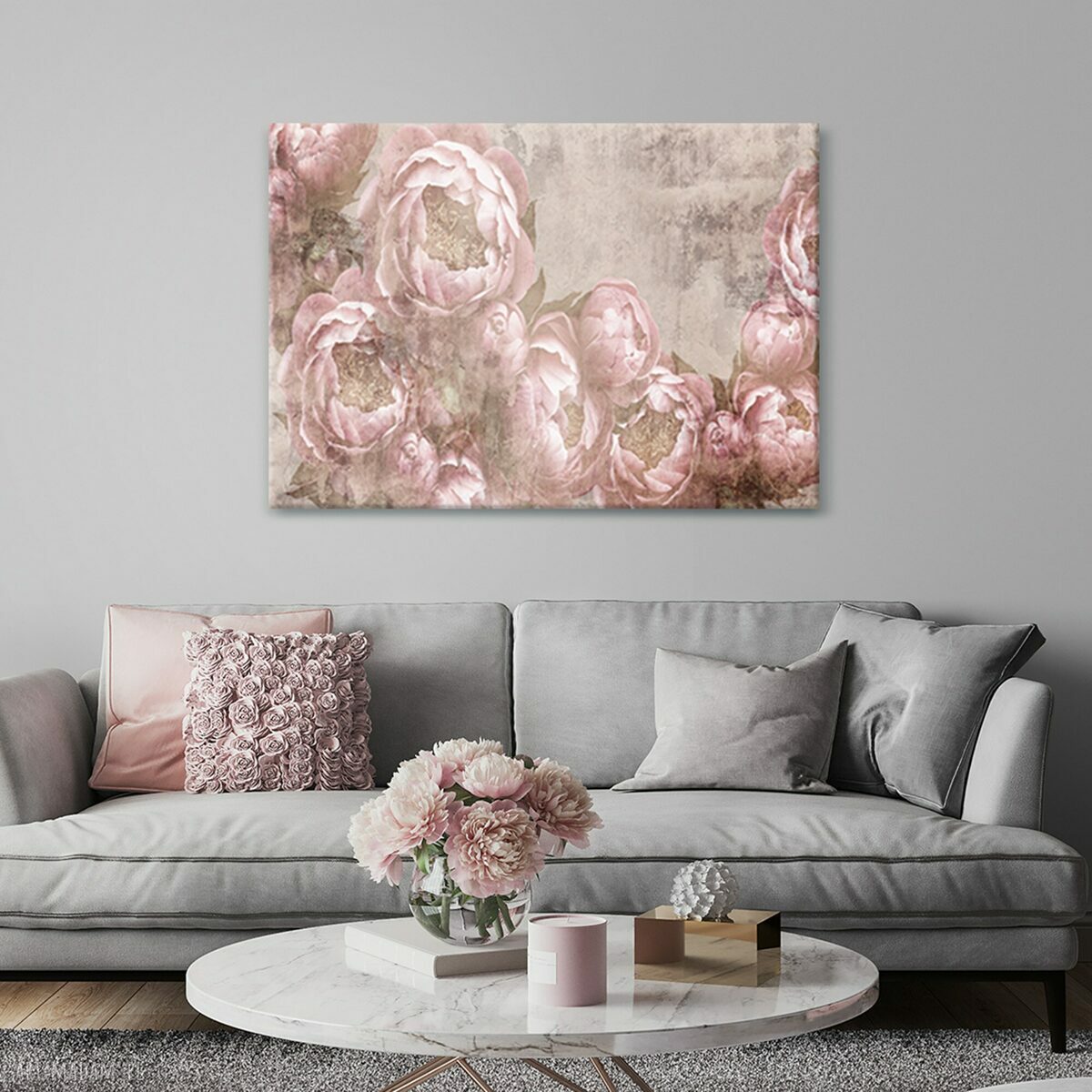 Obraz na płótnie 100x70 cm - Różowe piwonie (1-0702)