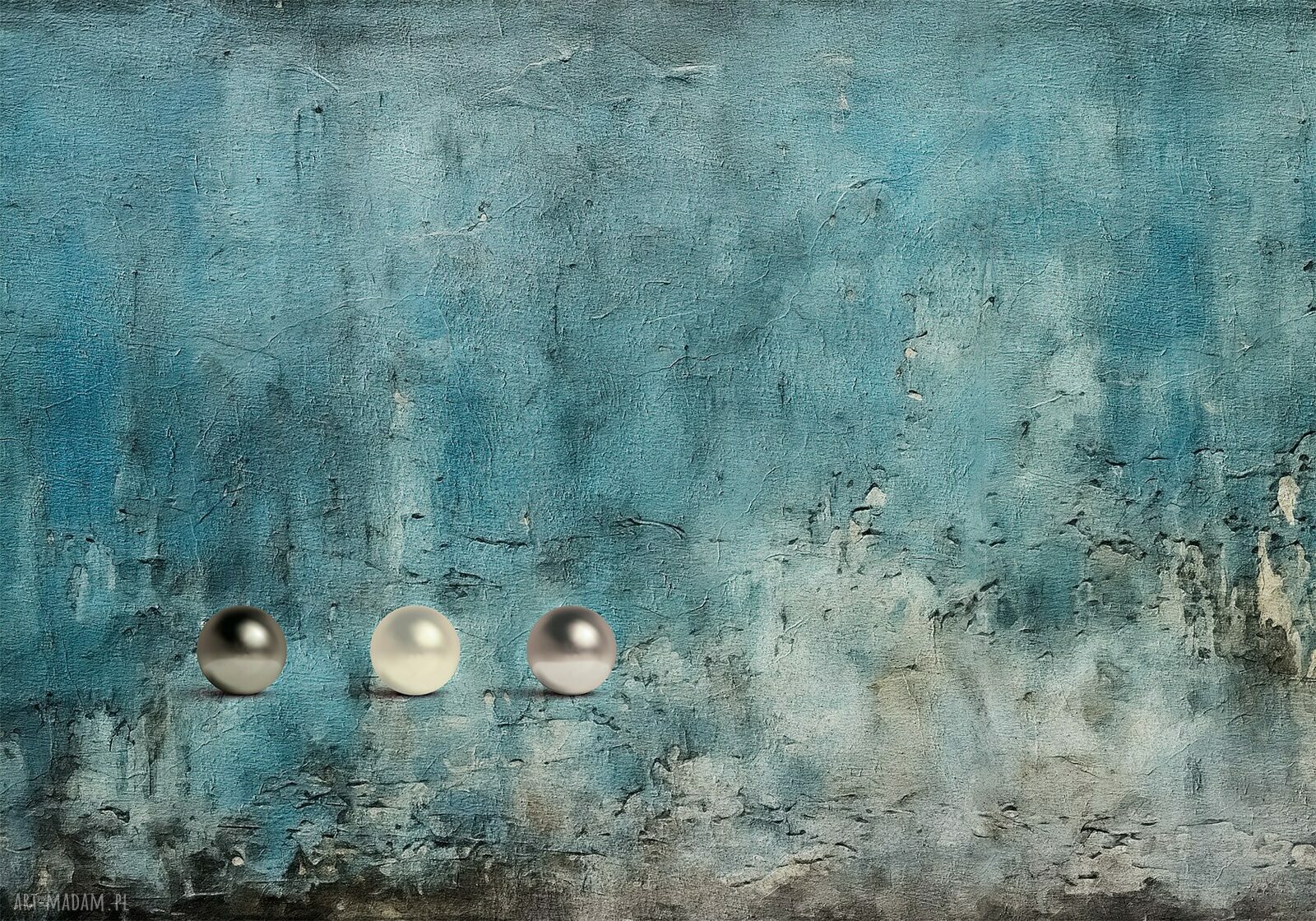 Niebieska abstrakcja z kulami - obraz na płótnie 100x70 cm