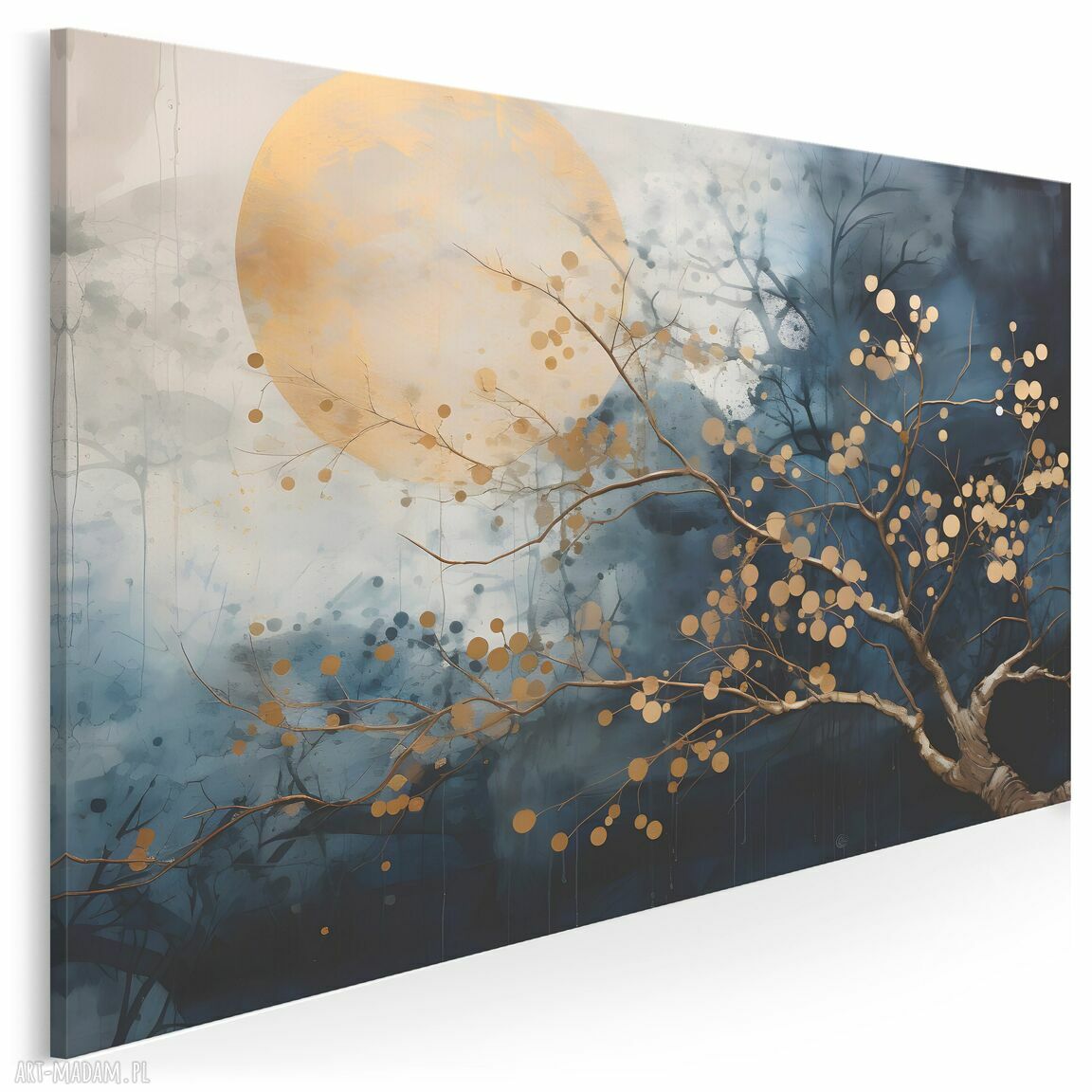Abstrakcja Drzewo Księżyc - obraz na płótnie 120x80 cm do sypialni