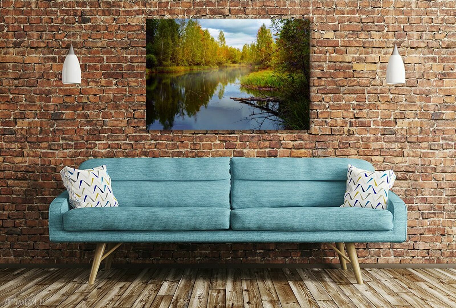 Obraz na płótnie z lasem i rzeką 120x80 cm