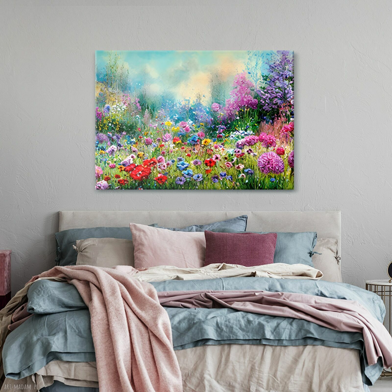 Letnia Łąka 1 - obraz na płótnie 100x70 cm z kwiatami, gotowy do zawieszenia