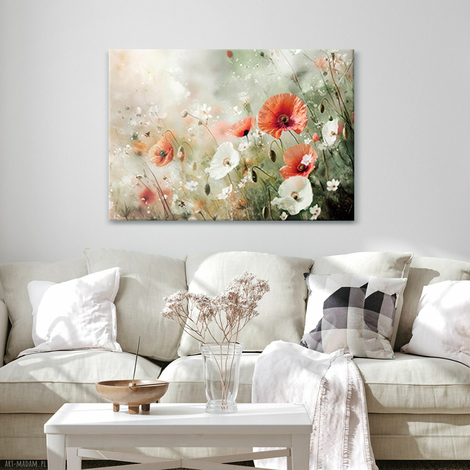 Obraz na płótnie 100x70 cm - łąka z makami