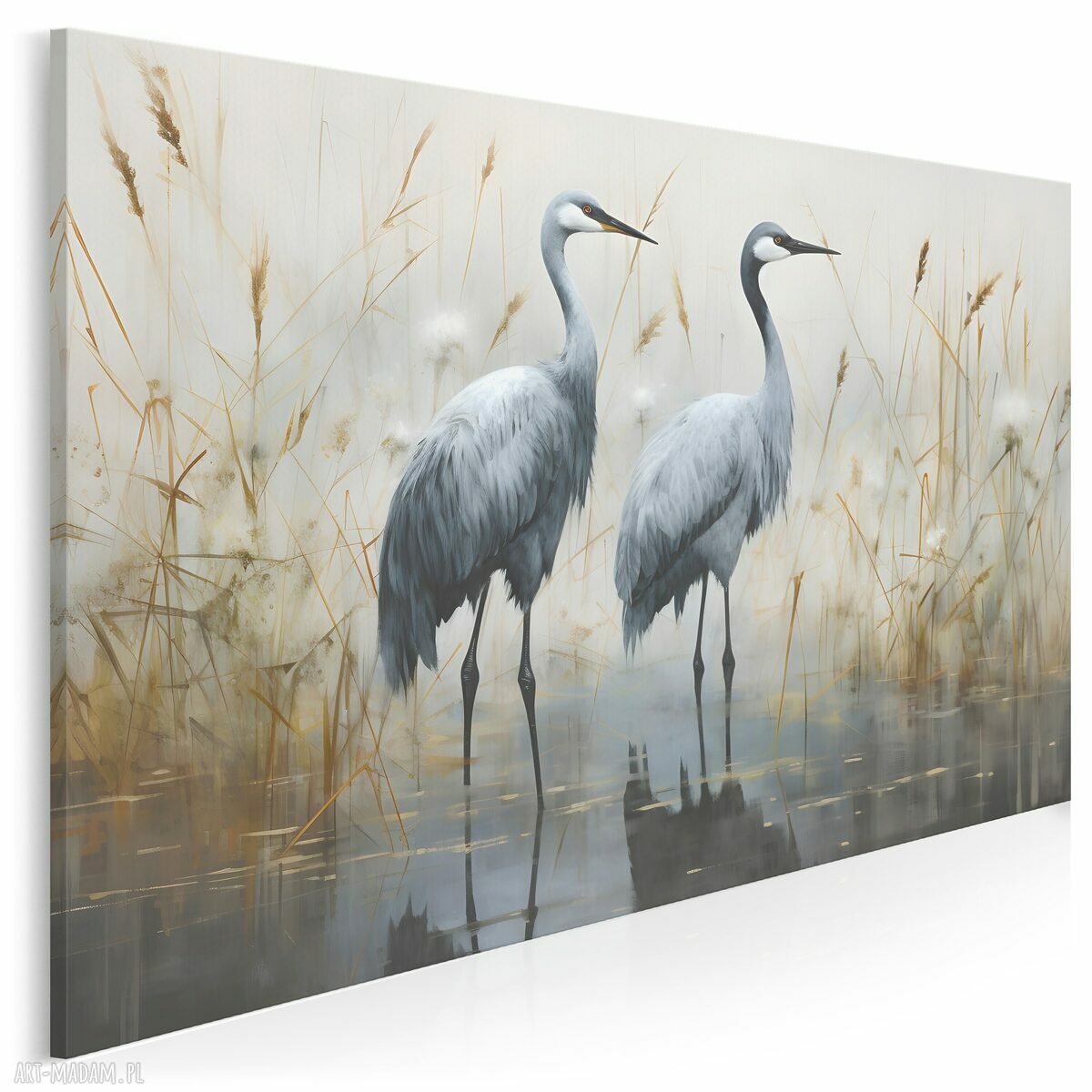 Żurawie i czaple - obraz na płótnie 120x80 cm w orientalnym stylu