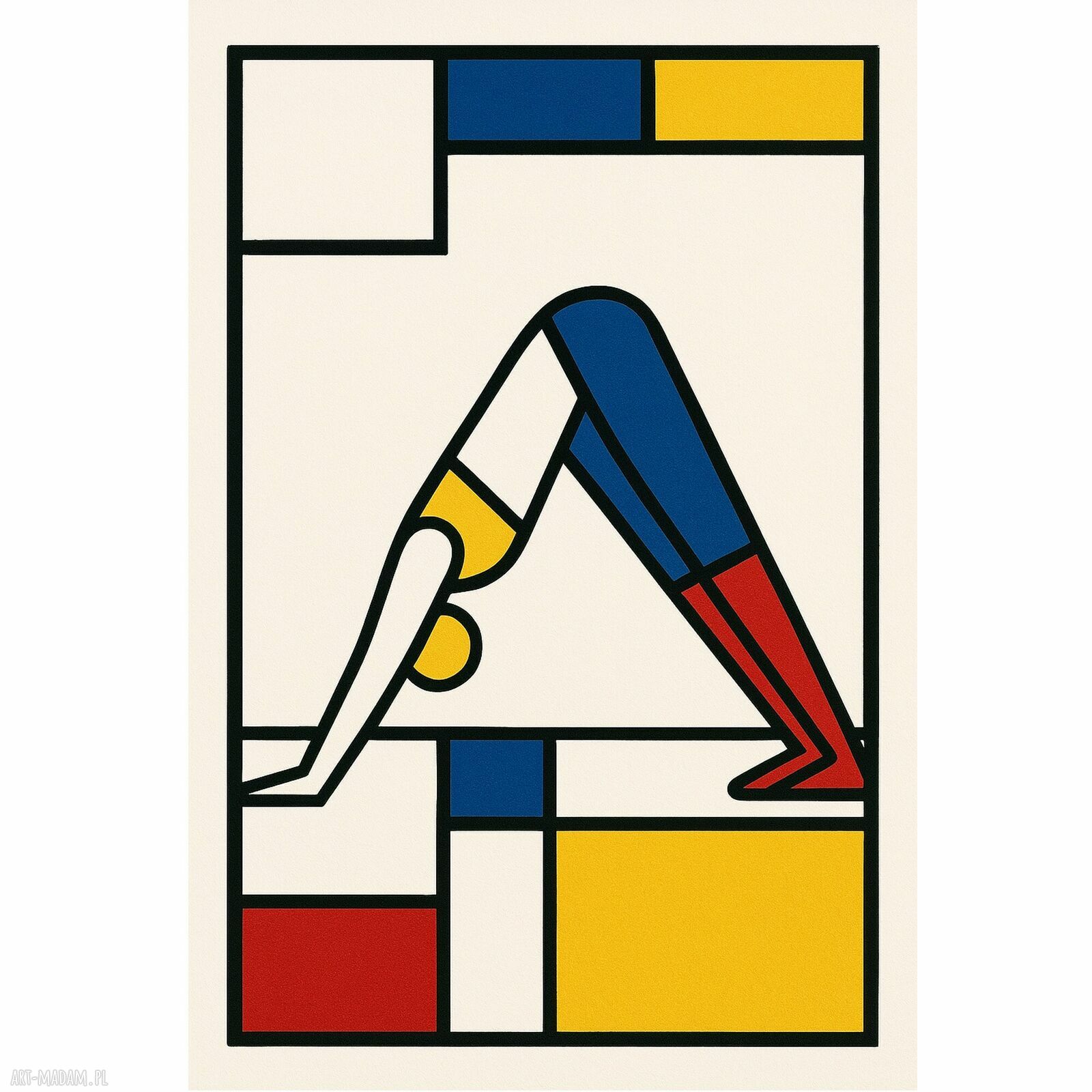 Grafika na płótnie „Pies z głową w dół” de Stijl - 50x70 cm