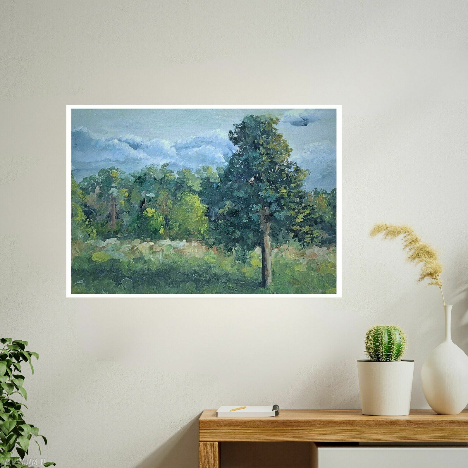 Na polach - plakat pejzażowy z widokiem