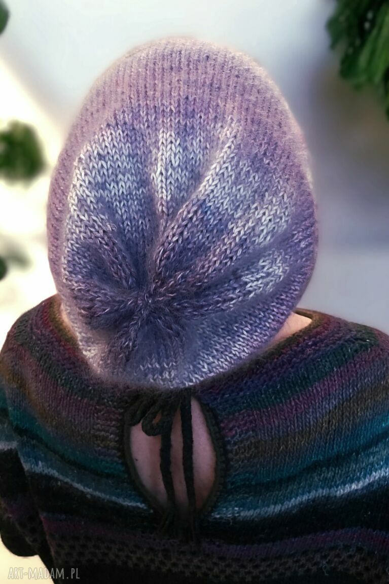 czapki: Czapka Luxe Lilak ręcznie zrobione