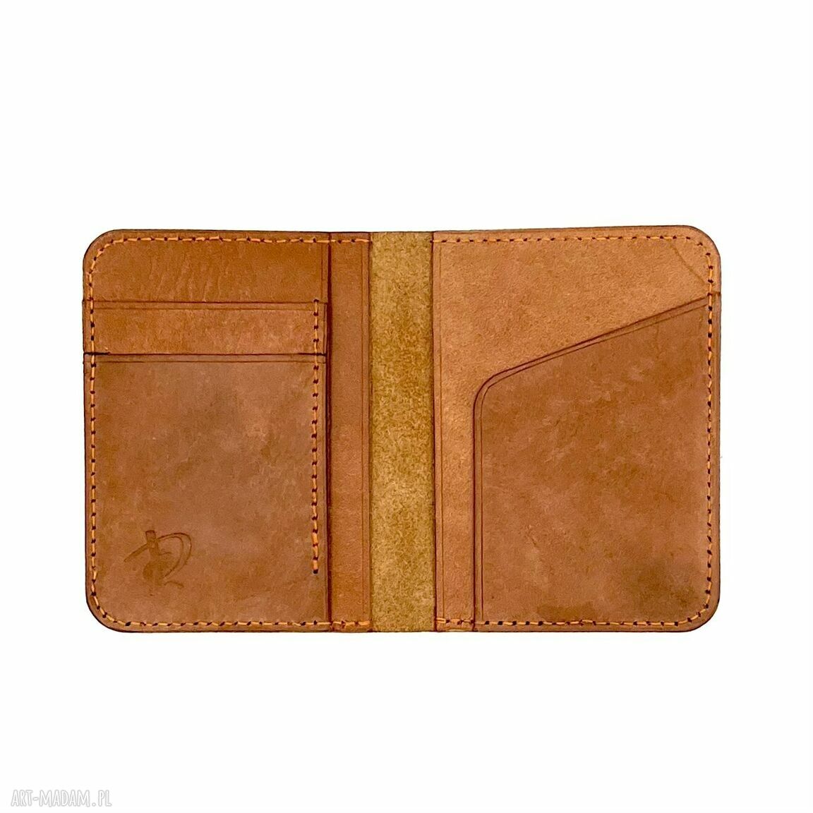 Jasno brązowy portfel uszyty ręcznie skóry skórzany prezent męski