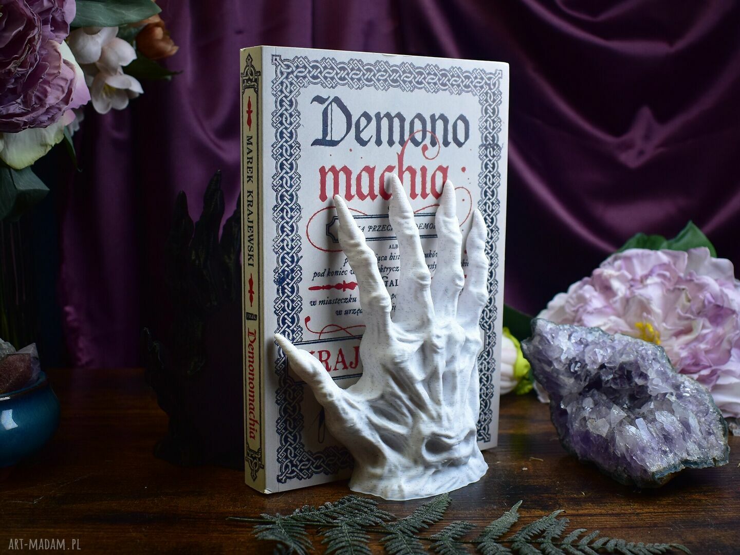 Podpórka do książek Demoniczna dłoń Soulbound czarna, handmade 3D (PLA)