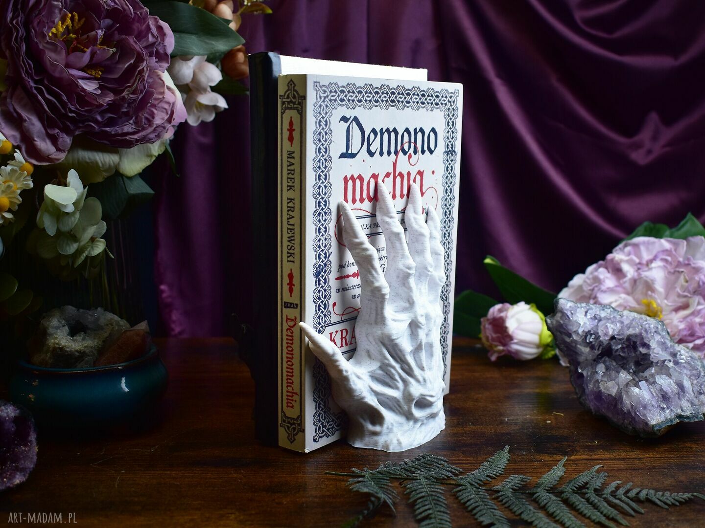 Podpórka do książek Demoniczna dłoń Soulbound czarna, handmade 3D (PLA)