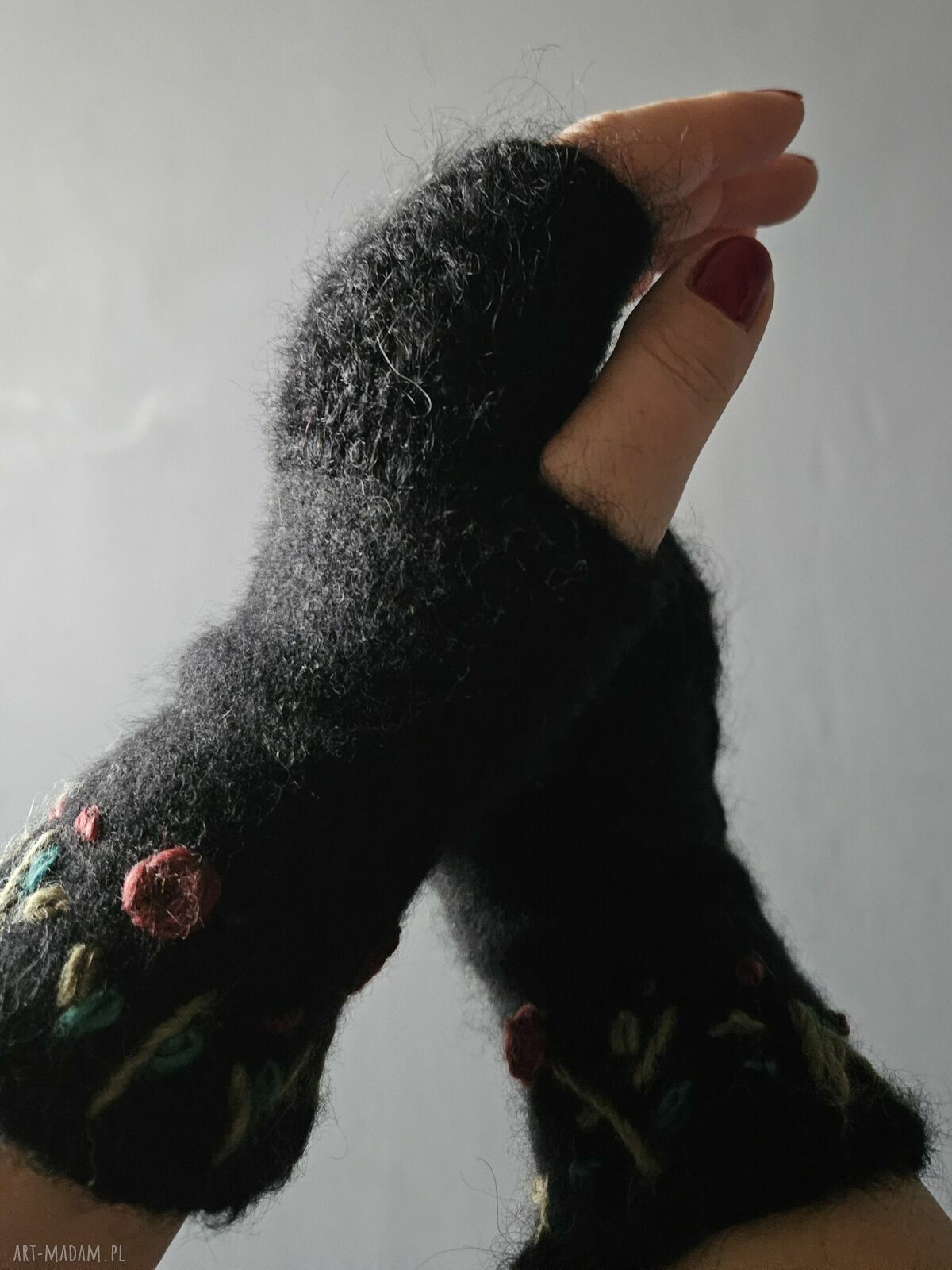 Rękawiczki mitenki dłonie prezent szydełkiem ocieplacze modny