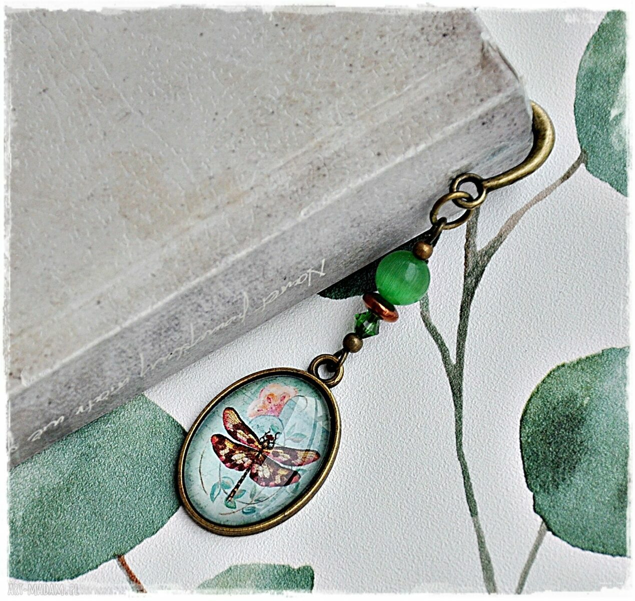 Ważka niezwykła zakładka vintage Handmade