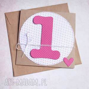 na roczek pink dots kartka handmade