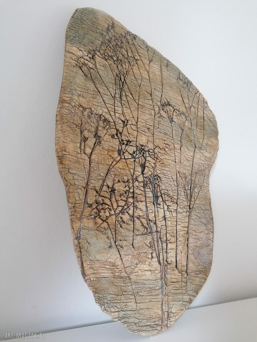 Dekoracja na ścianę "Poranna Łąka" - obraz z gliny szamotowej, ceramika handmade