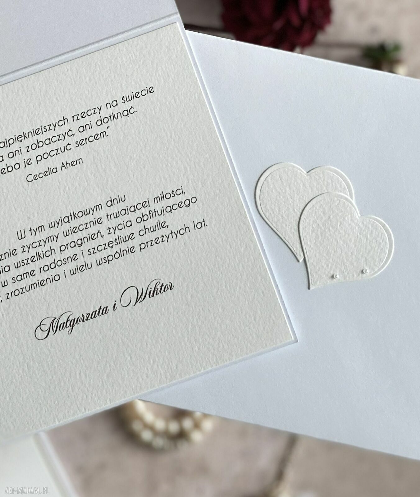 Elegancka kartka na ślub w ozdobnej kopercie W 65