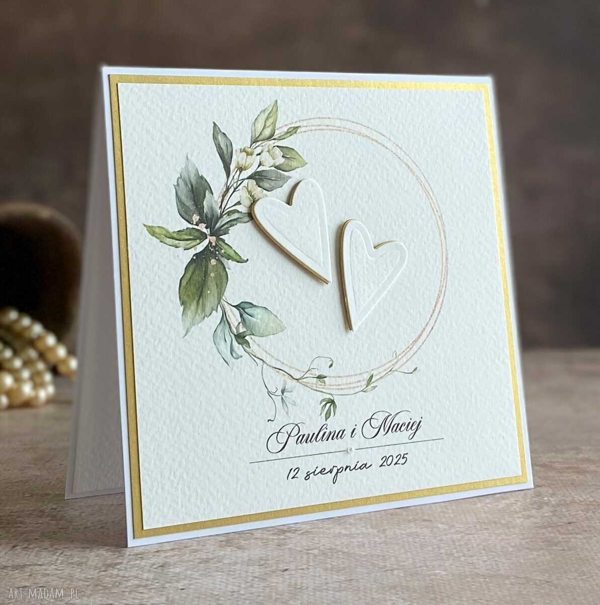 Kartka na ślub w ozdobnej kopercie, wzór WA 23 (personalizowana)