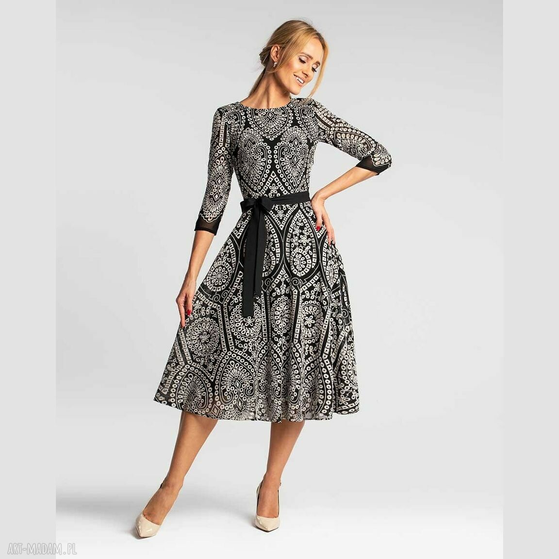 Sukienka mable total midi donatella czarno biała elegancka