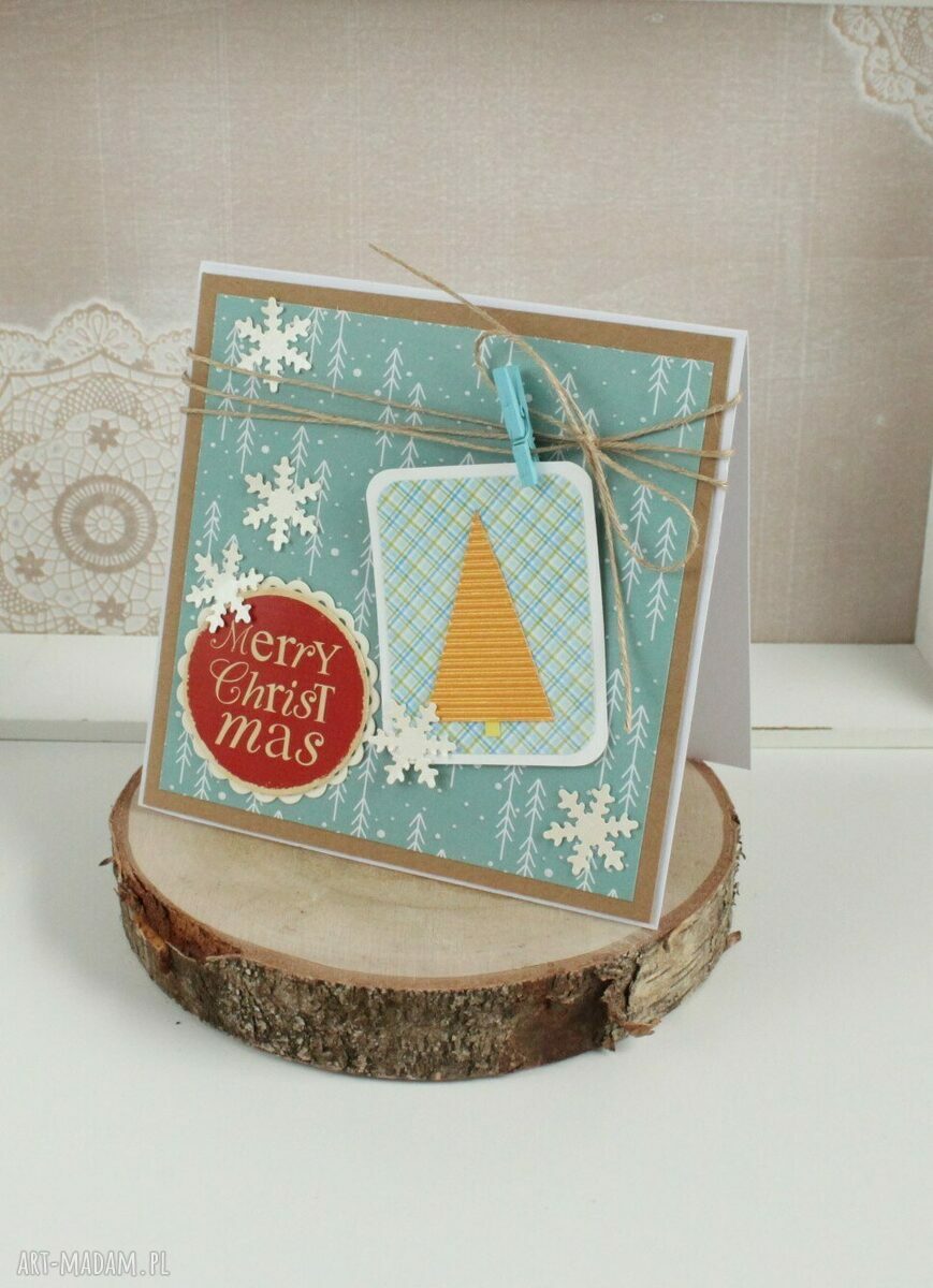 Kartka na Boże Narodzenie Merry Christmas - scrapbooking handmade Bee Bee