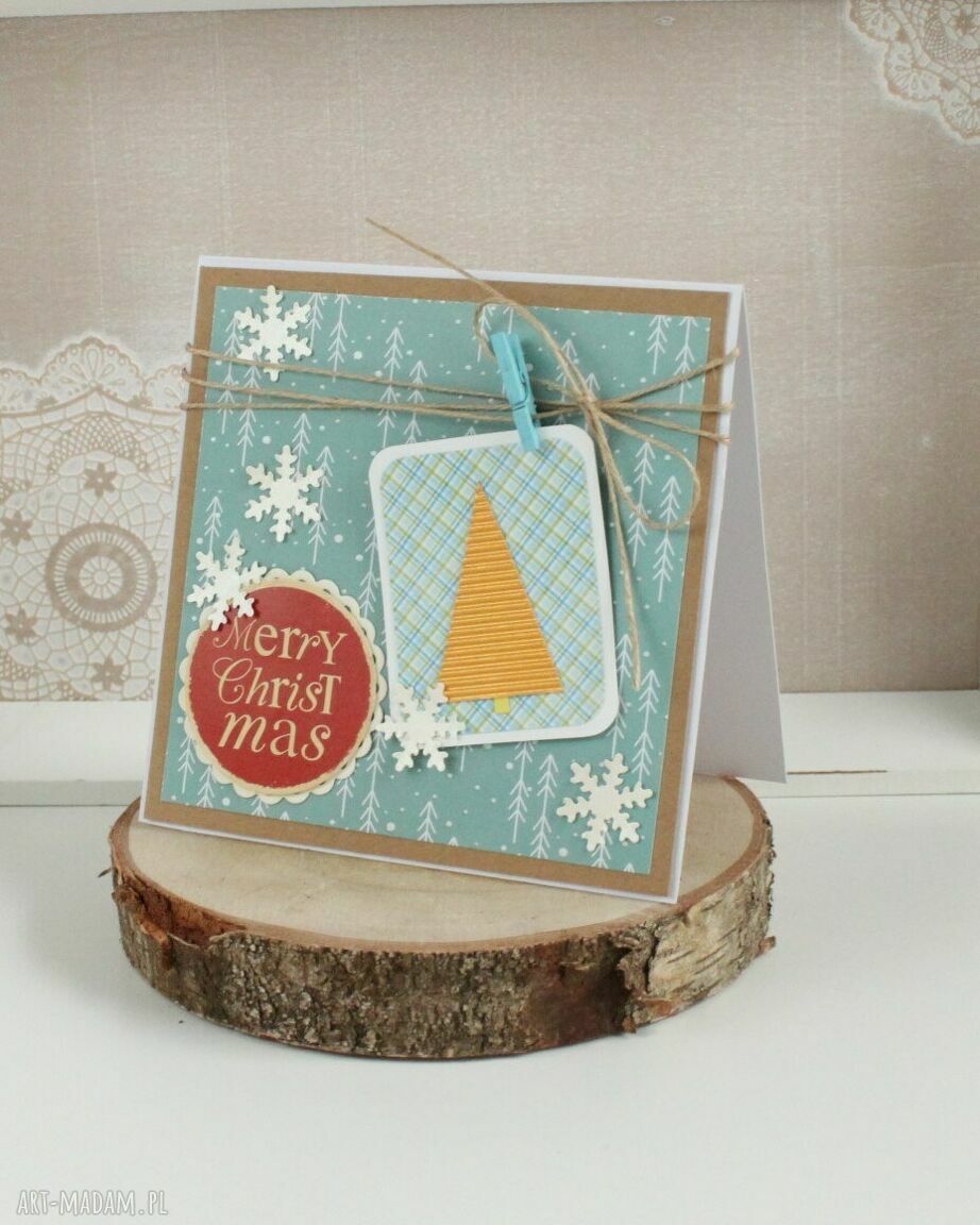 Kartka na Boże Narodzenie Merry Christmas - scrapbooking handmade Bee Bee