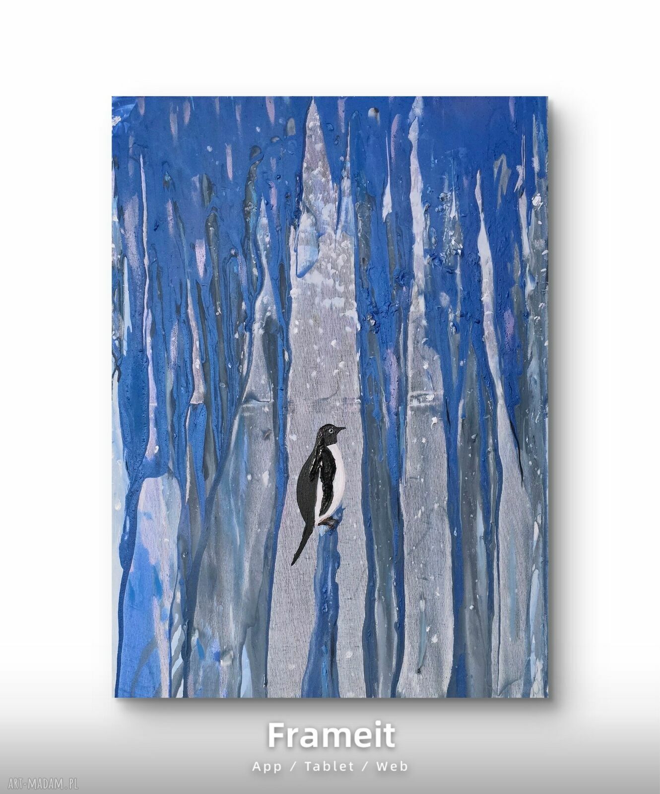 Na szczycia - obraz akrylowy z pingwinami 50x70 cm