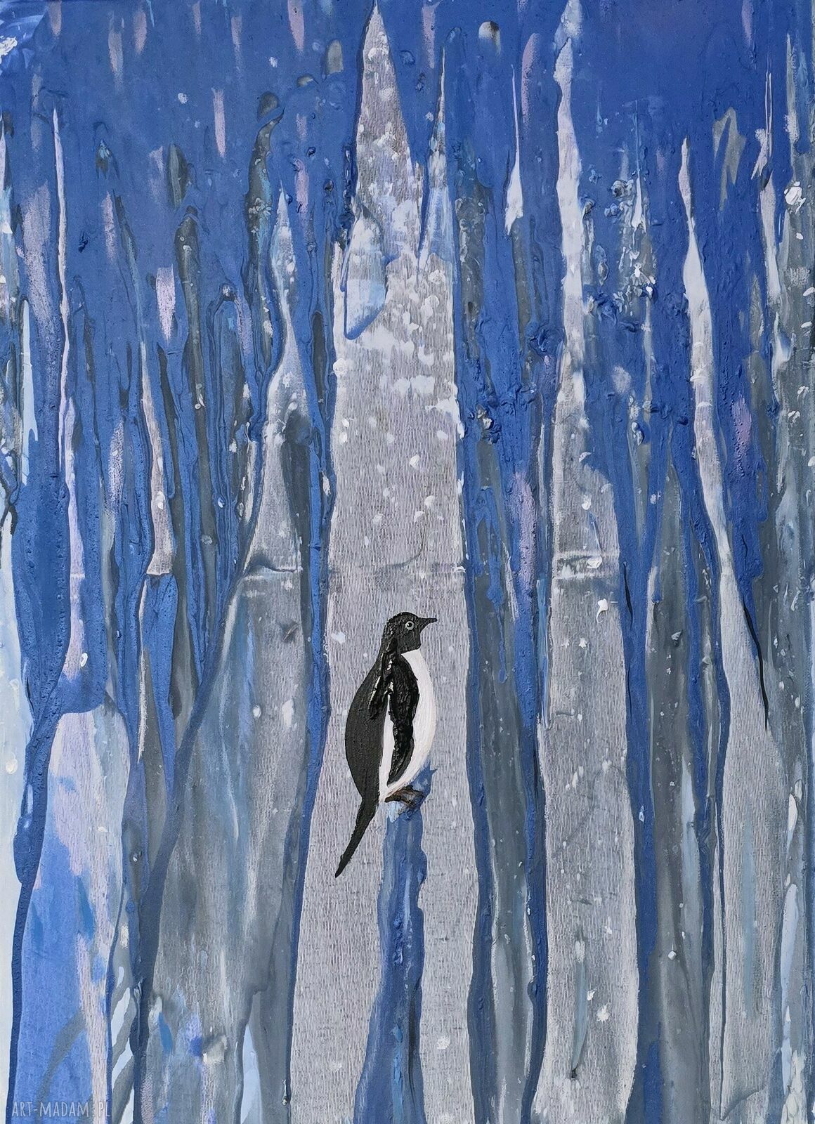Na szczycia - obraz akrylowy z pingwinami 50x70 cm