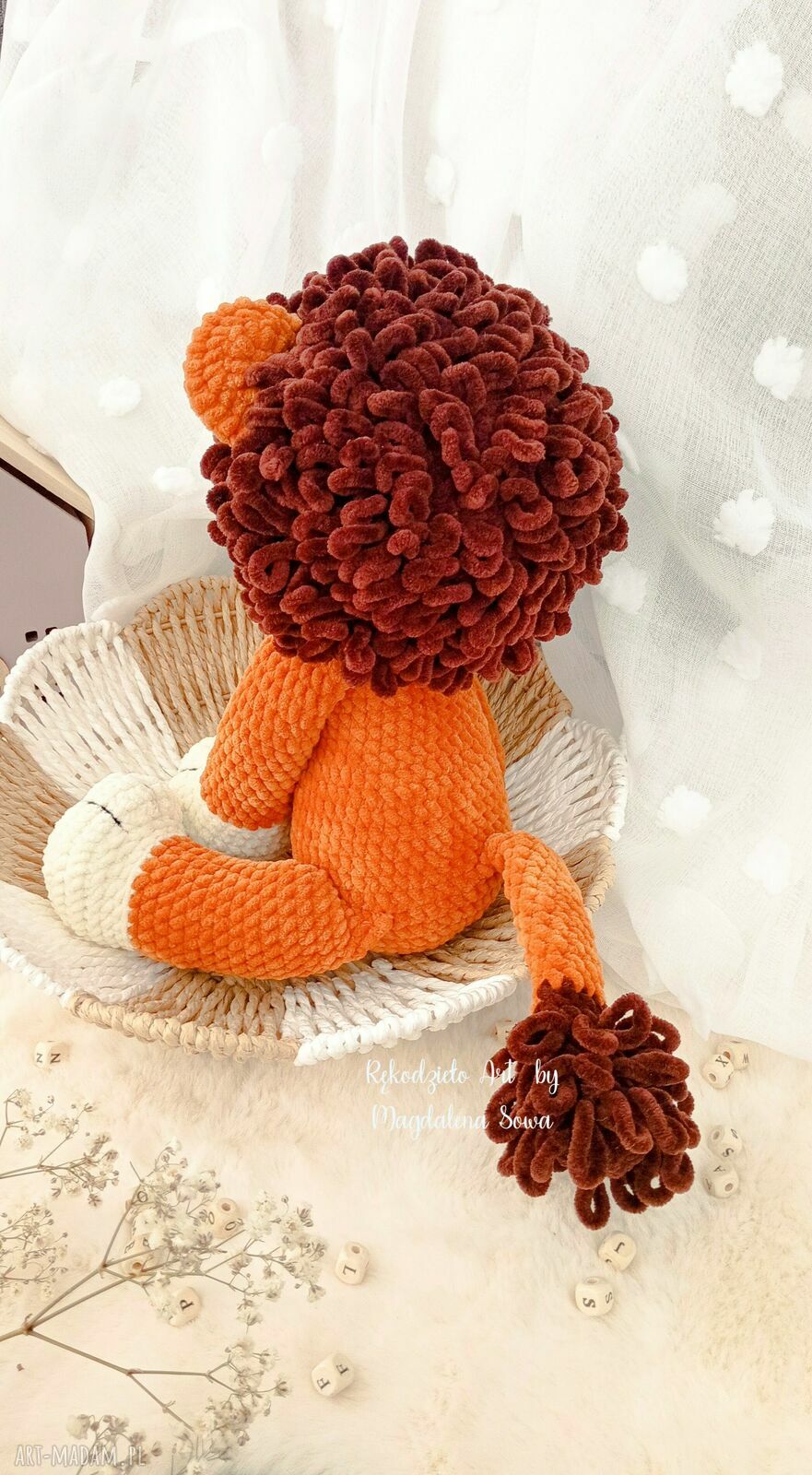 Lew na szydełku - przytulanka amigurumi dla dziecka (ok. 40 cm)