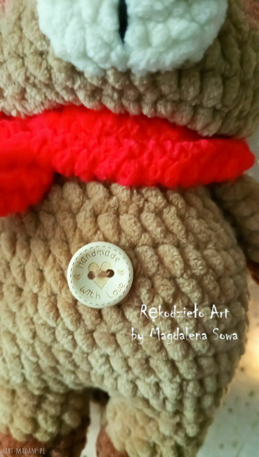 Świąteczny renifer na szydełku - maskotka dla dziecka (handmade)