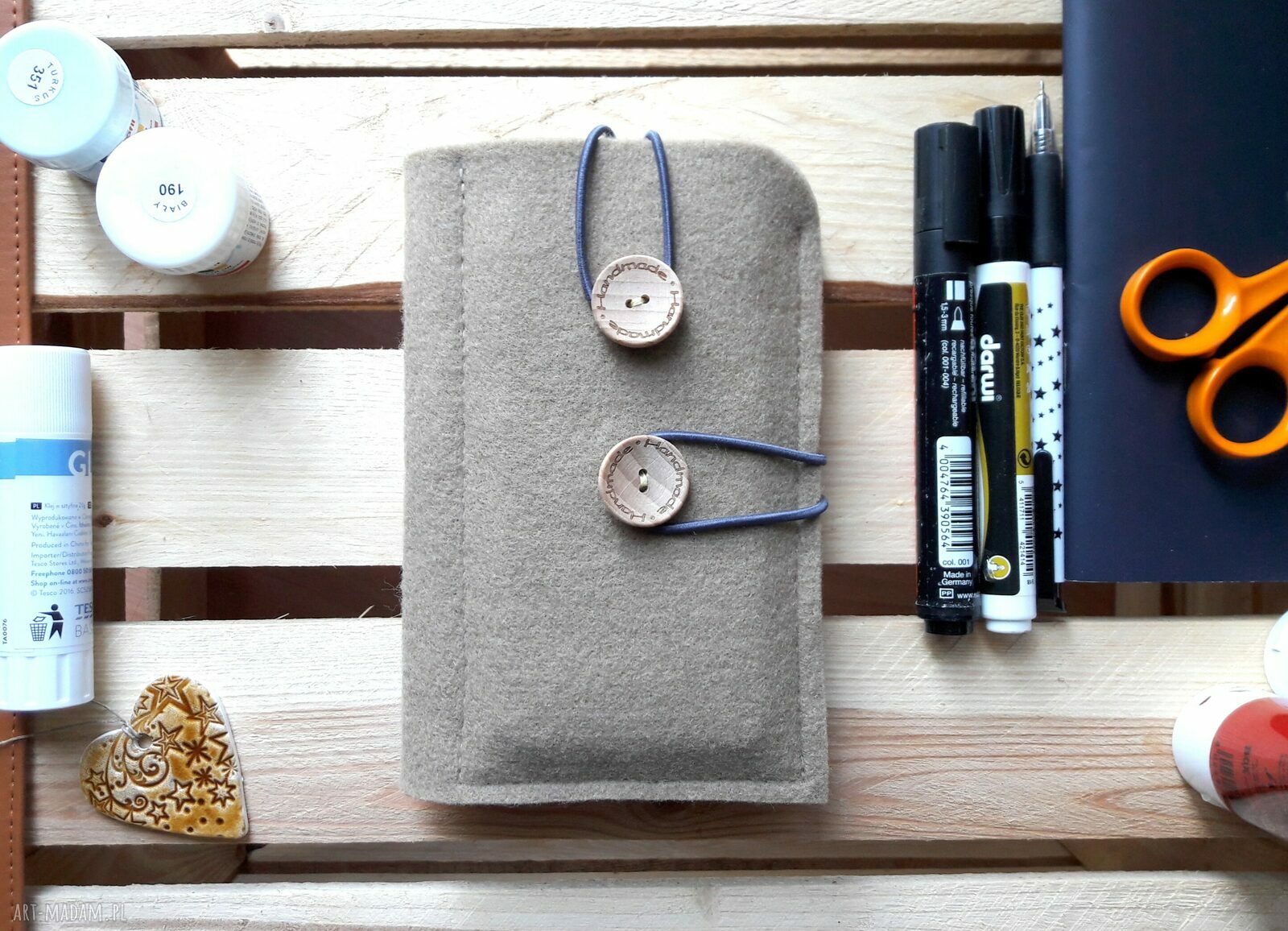 Etui na telefon w formie mini organizera - filc 4 mm