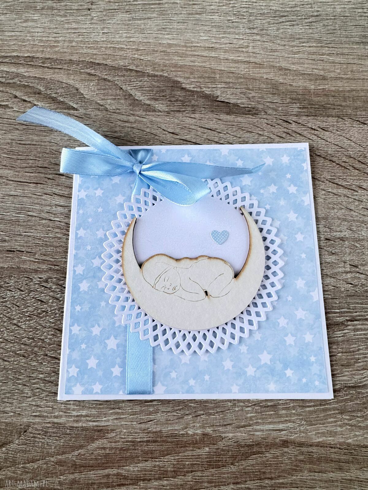 Kartka na roczek, babyshower i chrzest święty - personalizowana z kopertą na pieniądze