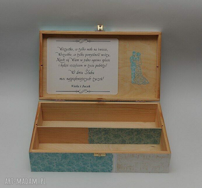Scrapbookingowe pudełko na wino - personalizowany prezent ślubny