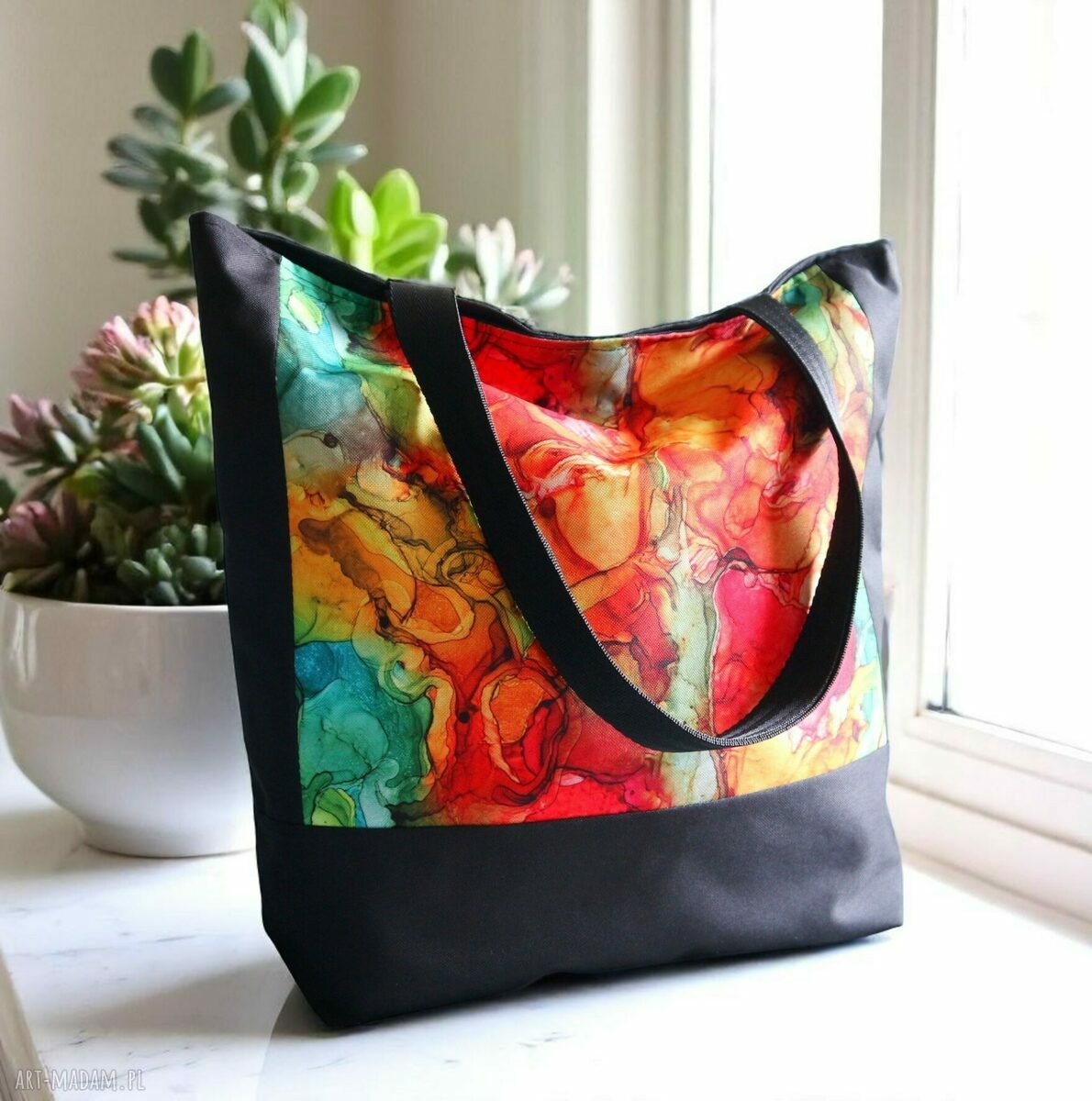 Shopper na zakupy - pojemna torba na ramię z wodoodpornej tkaniny