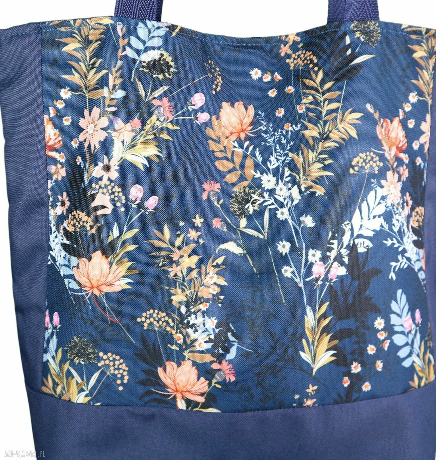 Pojemny shopper w kwiaty - wodoodporna torba na ramię dla kobiet