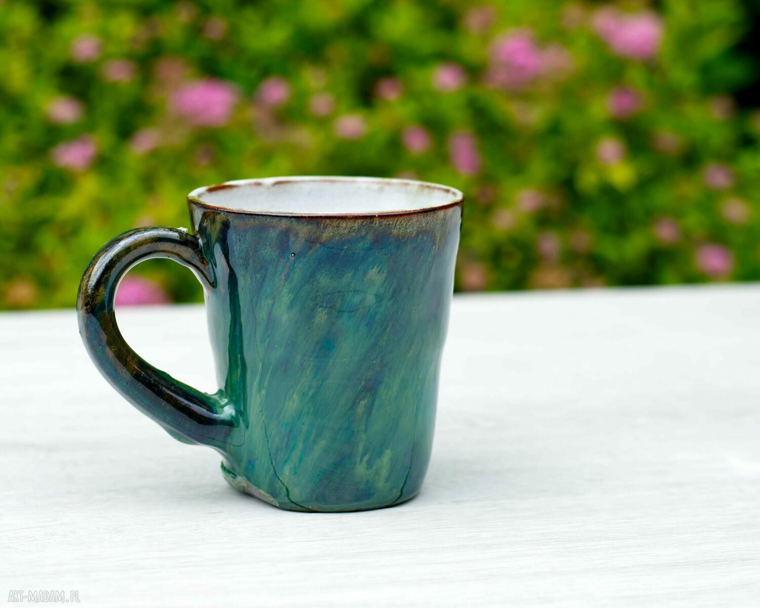 Na zamówienie: duży kubek ceramiczny z koniem 400 ml - black smaragd (szmaragdowy)
