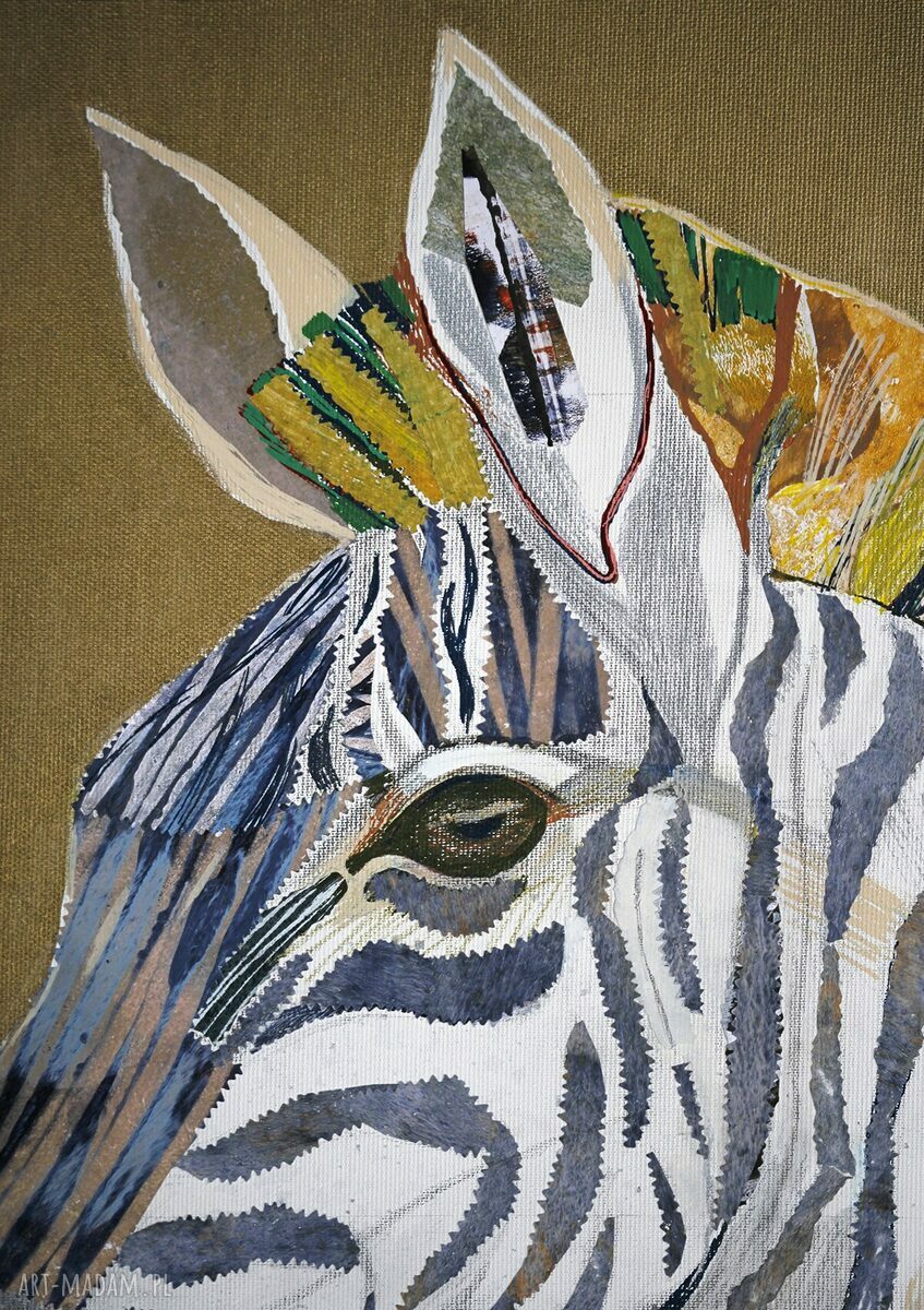 Obraz na zamówienie Zebra - ręcznie malowany na płótnie 50x70