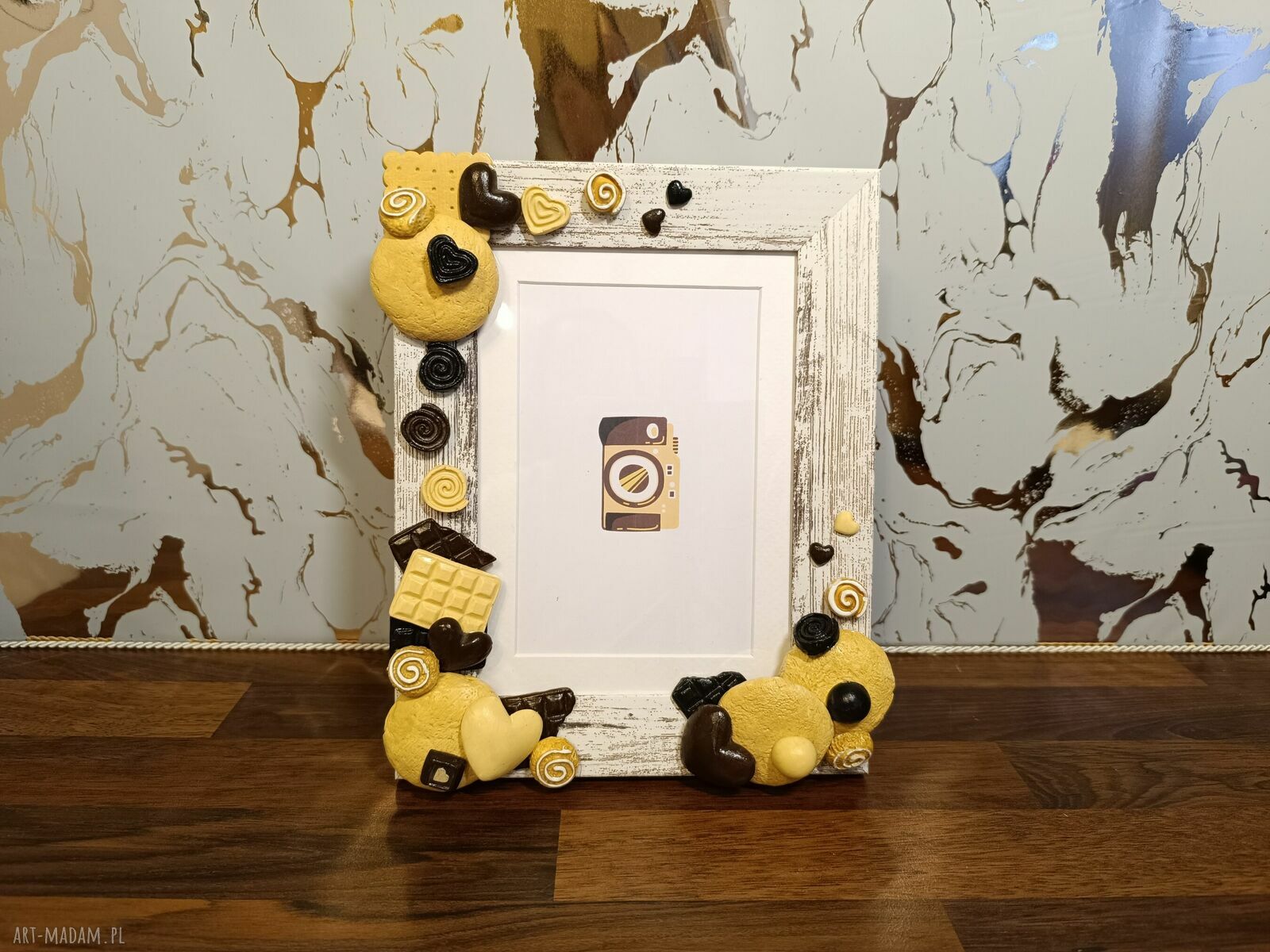 Ozdobna ramka na zdjęcia Czekolada i Ciastka 19x24 - ręcznie malowana