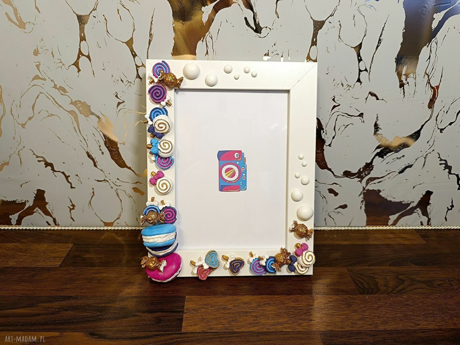 Ozdobna ramka na zdjęcia Cukierki i Makaroniki - handmade 13x18