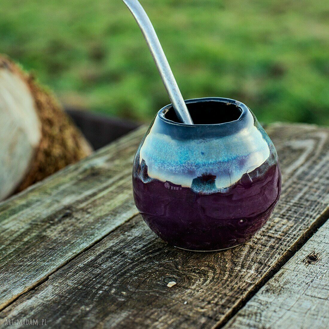 Ręcznie robione ceramiczne matero do Yerba Mate Sunset (naczynie, bez bombilli)