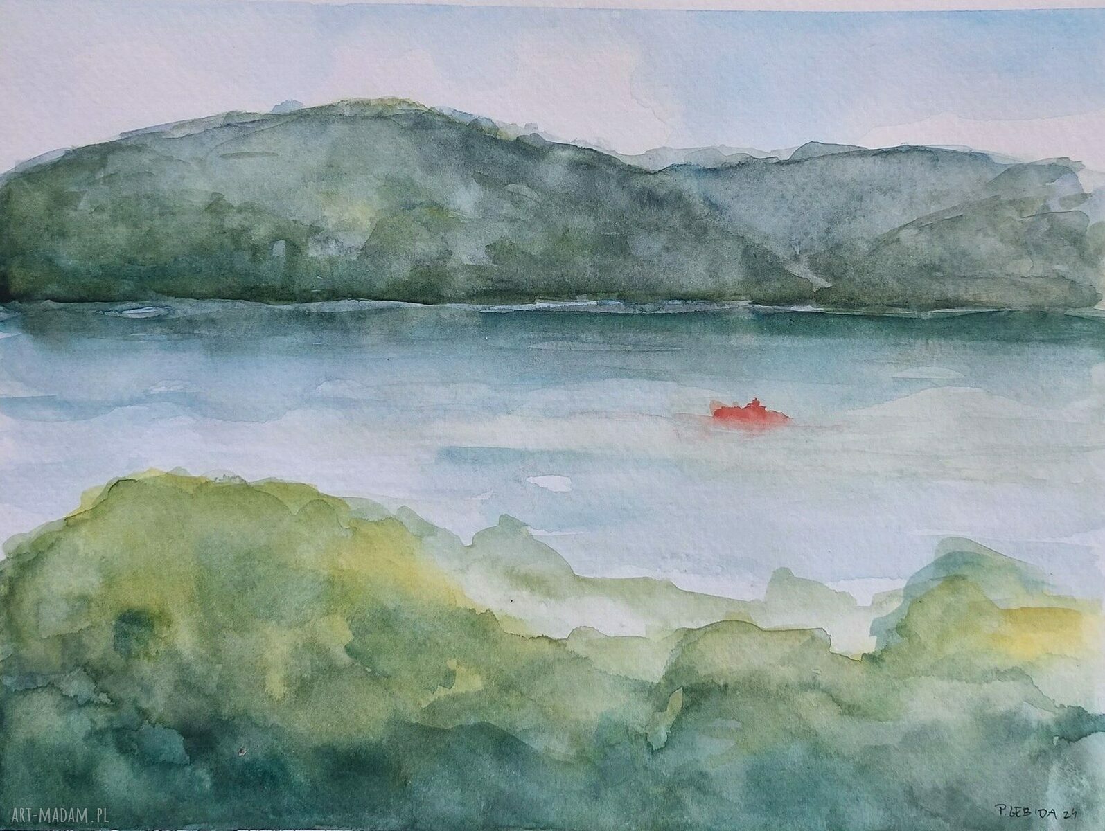 Nad jeziorem - akwarela 18/24 cm